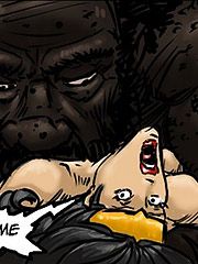 Smacked his giant ball sacks against her pussy lips and trembling thighs - Farm girl by Illustrated interracial