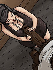 He sat back now as Jenn returned to her knees and got between his fat powerful legs - Produce Man by Illustrated interracial