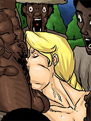 A beautiful young white woman sucking on a black slave's cock - Manza by Illustrated interracial